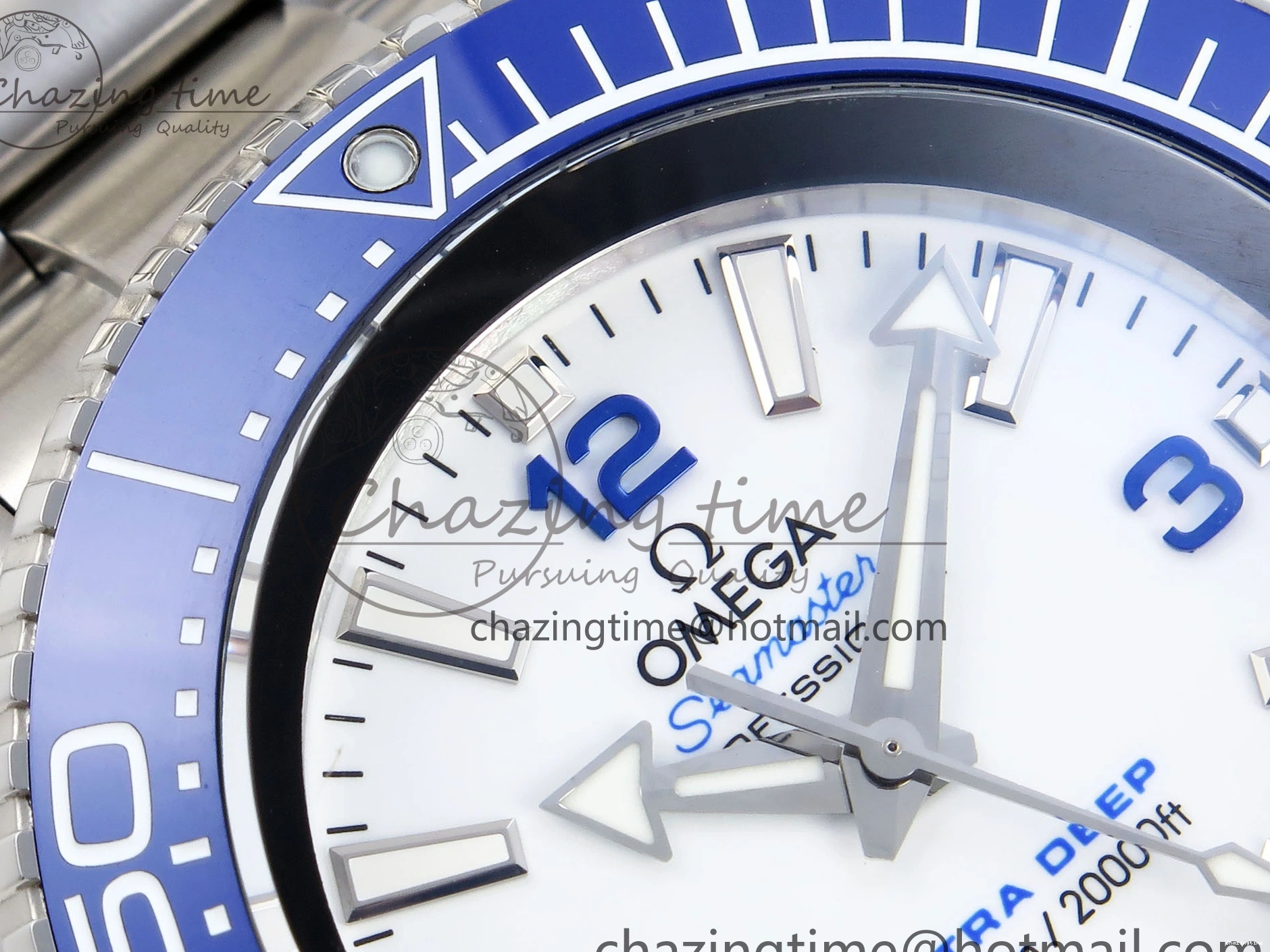 0305 Efficient SEAMASTER PLANET OCEAN 6000M ULTRA DEEP 45.5MM SS TF 1:1 BEST EDITION WHITE DIAL BLUE BEZEL ON SS BRACELET A 7759